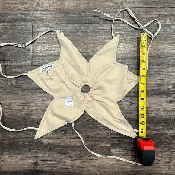 Faux Leather Cream Backless Strappy Top - Picture 6 of 6